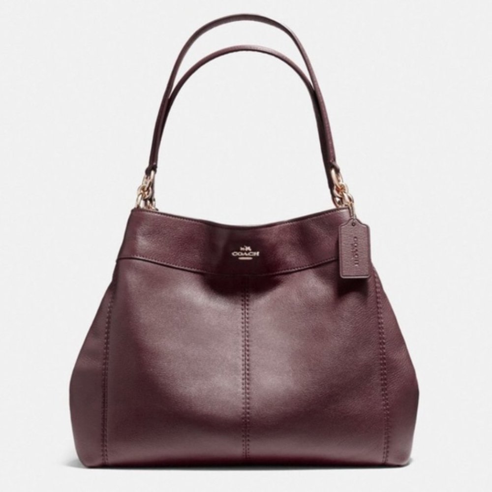 Coach 2017 Lexy Pebbled Shoulder Bag in 'Oxblood'
